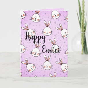 Cute Bunny and Chic Easter Card to Colour