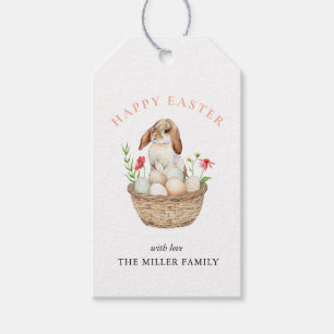 Cute Bunny and Easter eggs Happy Easter Gift Tags
