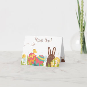 Cute Bunny and Easter Eggs Holiday Thank You Card