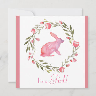 Cute Bunny and Florals Baby Shower Invitation