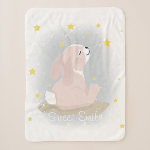 Cute Bunny and gold stars. Sherpa Blanket