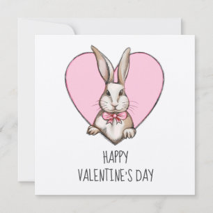Cute Bunny and Heart Personalised Valentine's Day Card