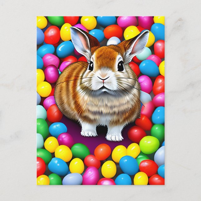 Cute Bunny and Jellybeans Postcard (Front)