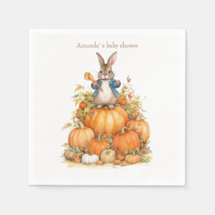 Cute Bunny and pumpkins Fall Baby Shower Napkin
