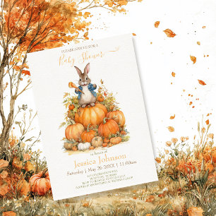 Cute Bunny and pumpkins Fall Baby Shower Thank You Card