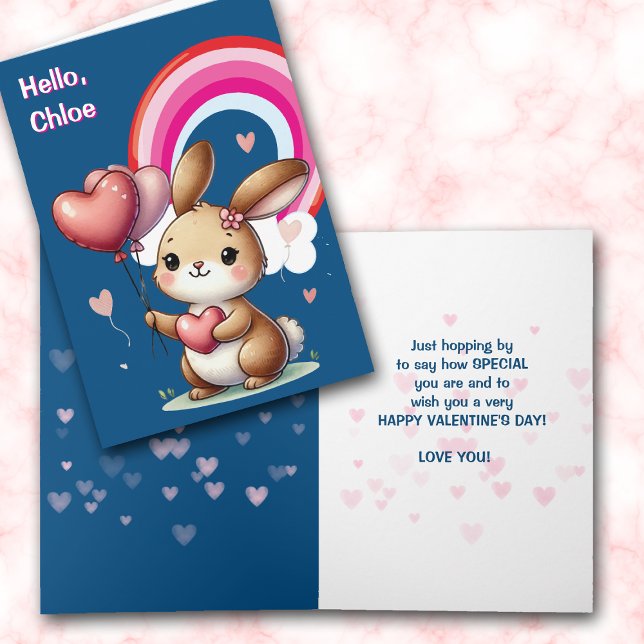 Cute Bunny and Rainbow Valentine Card (Creator Uploaded)