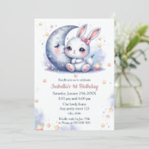 cute bunny and the crescent moon birthday