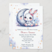 cute bunny and the moon baby shower
