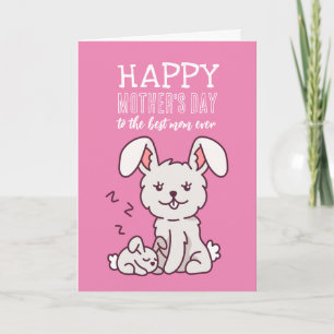 Cute Bunny Animal Cartoon Happy Mother's Day Card