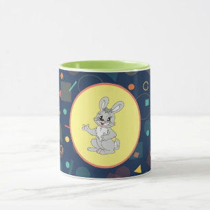 Cute Bunny Art on Colorful Mug