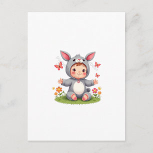 Cute Bunny Baby Cartoon Postcard Description