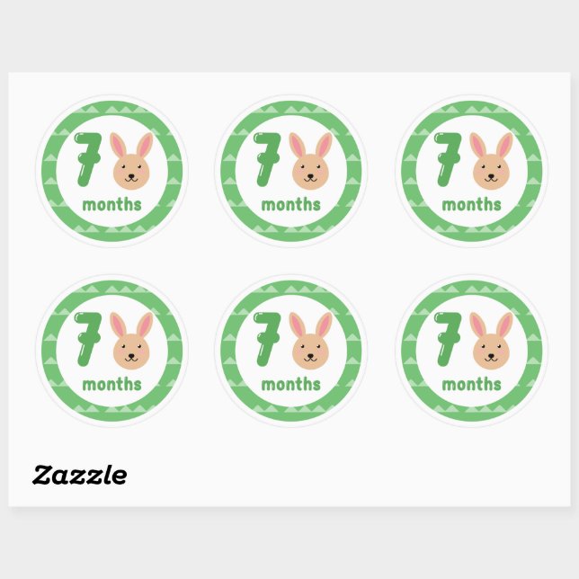 Cute Bunny Baby Monthly Milestone Classic Round Sticker (Sheet)