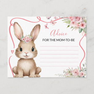 Cute Bunny Baby Shower Girl Advice For Mommy Enclosure Card