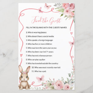 Cute Bunny Baby Shower Girl Find The Guest Game