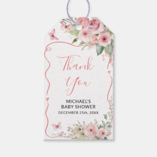 Cute Bunny Baby Shower Girl Pink Floral Gift Tags
