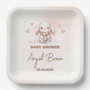 Cute Bunny Baby Shower Paper Plate