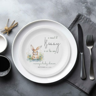 Cute Bunny Baby Shower Paper Plate
