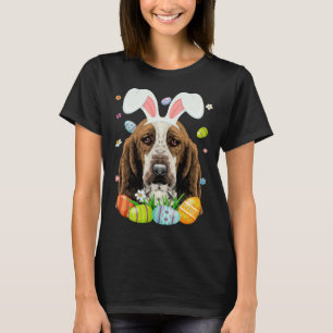 Cute Bunny Basset Hound Dog Head Easter Egg Happy  T-Shirt