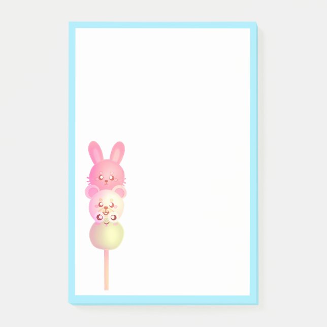 Cute Bunny, Bear And Frog Dango Post-it Notes (Front)