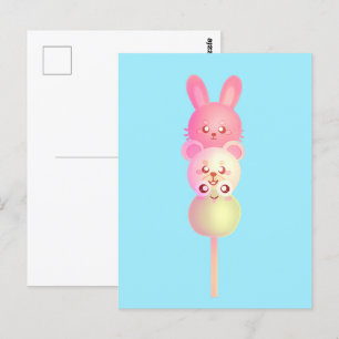 Cute Bunny, Bear And Frog Dango Postcard