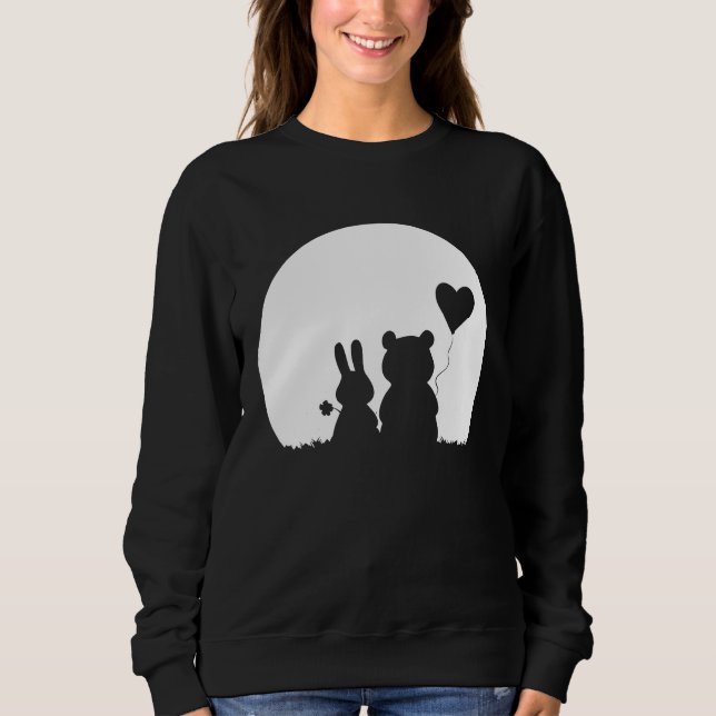 Cute Bunny Bear Love Couple Valentine's Day Rabbit Sweatshirt (Front)