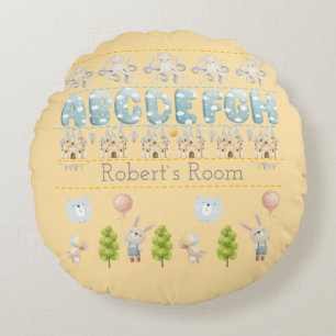 Cute Bunny Bear pastel antistress Round Cushion