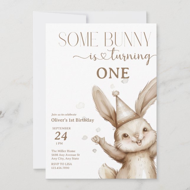Cute Bunny Birthday Invitation (Front)