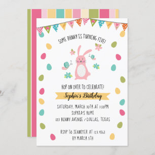 Cute Bunny Birthday Invitation