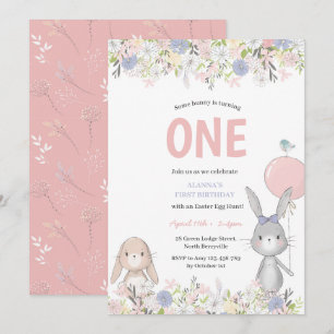Cute Bunny Birthday Invitation