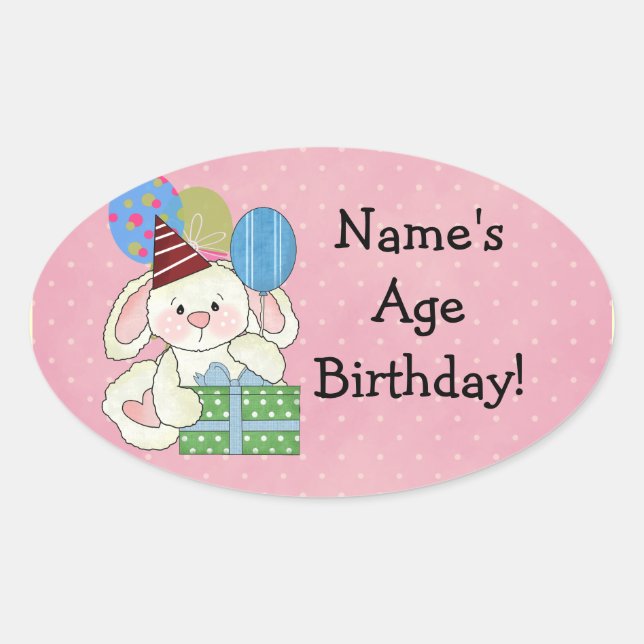 Cute Bunny Birthday Stickers (Front)