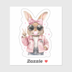 Cute Bunny Blowing Bubble Gum