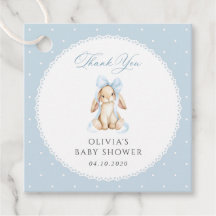 Cute Bunny, Blue Bow, Blue Polka Dots, Baby Shower