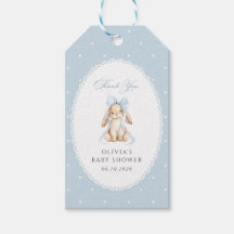 Cute Bunny, Blue Bow, Blue Polka Dots, Baby Shower
