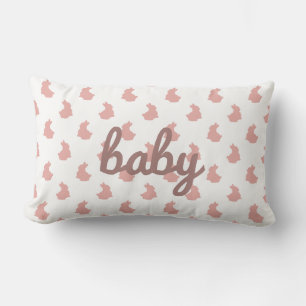 Cute Bunny Blush Pink Baby Nursery Lumbar Cushion