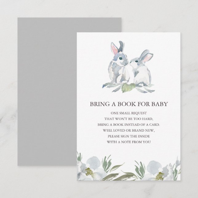 Cute Bunny Book For Baby Insert Card (Front/Back)