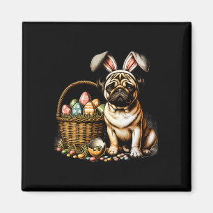 Cute Bunny Boxer Dog Floral Easter Eggs Bysket Dog Magnet