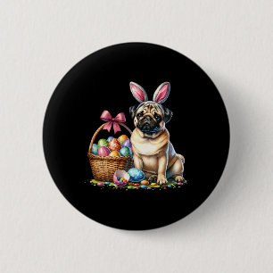 Cute Bunny Boxer Dog Floral Easter Eggs Sket Dog P 6 Cm Round Badge