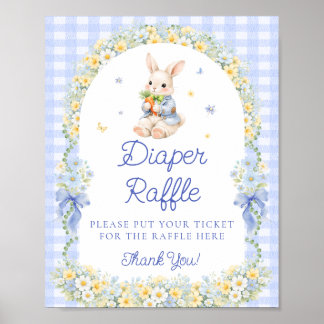 Cute Bunny Boy Baby Shower Diaper Raffle Poster