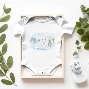 Cute Bunny Boy Clothesline Baby Bodysuit