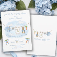 Cute Bunny Boy Clothesline Baby Shower 