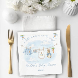 Cute Bunny Boy Clothesline Baby Shower Napkin
