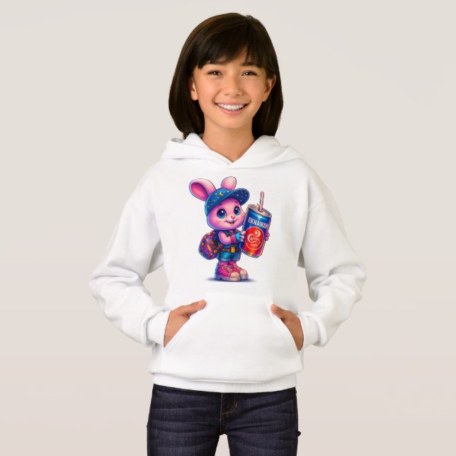 Cute Bunny Bubble Tea Hoodie  (Front Full)