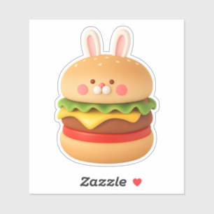 Cute Bunny Burger Character Custom Sticker