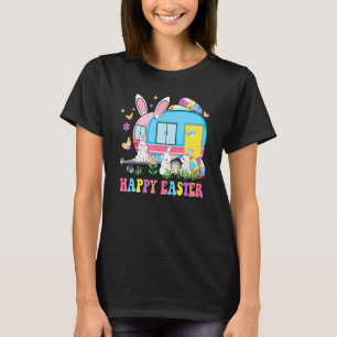 Cute Bunny Camping Car With Easter Eggs Camper Hap T-Shirt