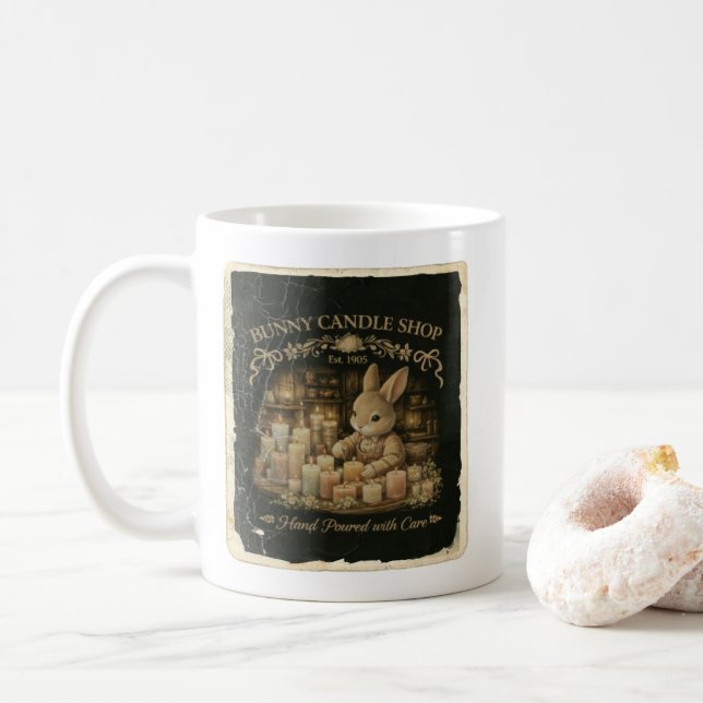 Cute Bunny Candle Shop  Coffee Mug (With Donut)