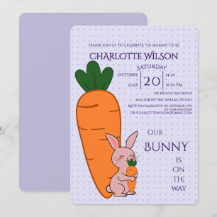 Cute Bunny & Carrot Baby Shower Invitation