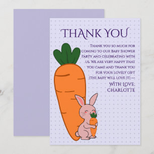 Cute Bunny & Carrot Baby Shower Thank You Card