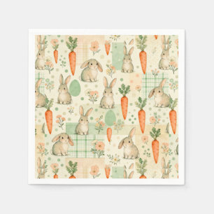 Cute Bunny & Carrot Cottage Pattern (1) Napkin