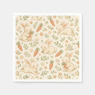 Cute Bunny & Carrot Cottage Pattern (3) Napkin