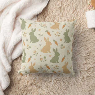 Cute Bunny & Carrot Cottage Pattern (4) Cushion